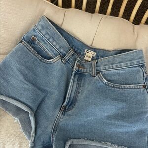 Billabong High Rise Denim Shorts Size 25 Light Wash Frayed Hem